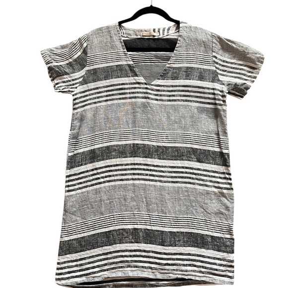 Stella Martini 100% Linen Striped V-Neck Dress/Swimsuit Coverup Size Small - Picture 1 of 3